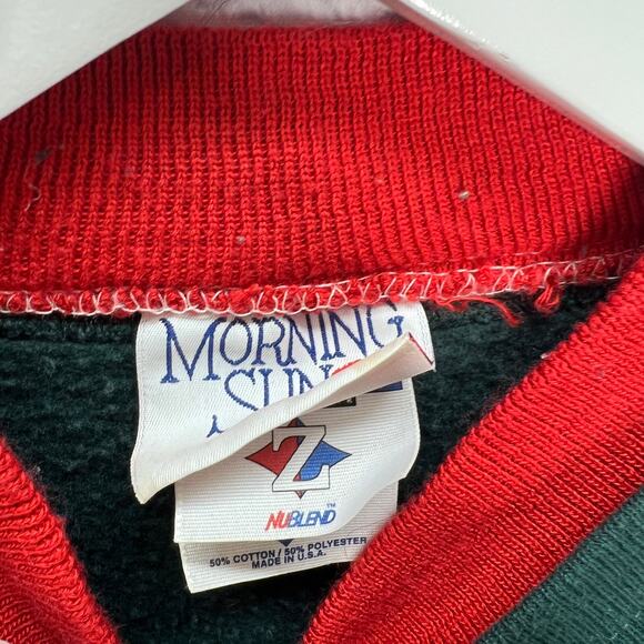 Vintage Jerzees Morning Sun 90s Cardinal Sweatshirt Size L Green Graphic - Picture 3 of 5